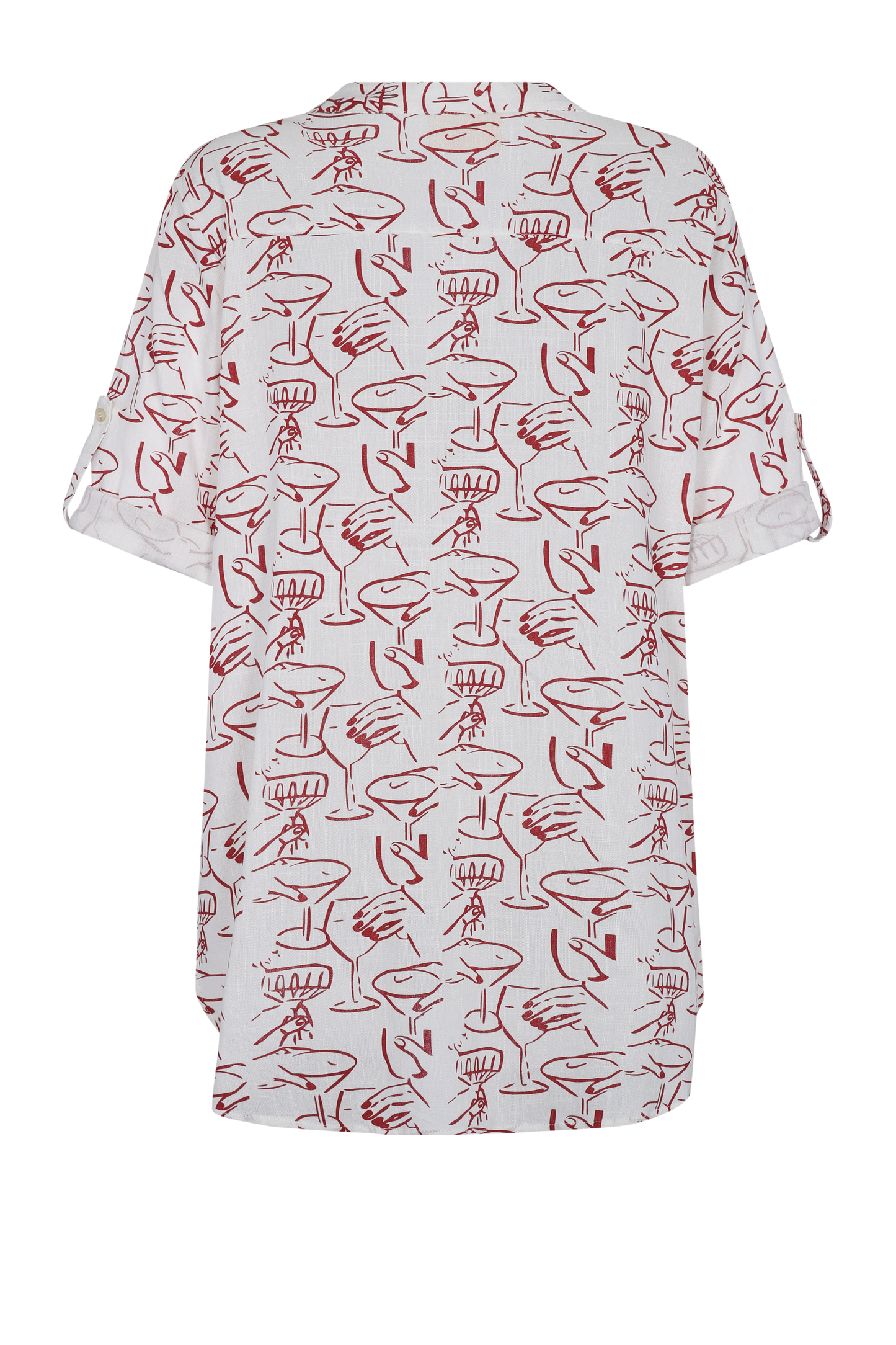 Túnica Olivia – túnica ligera de lino blanco y estampados clubmatte vista posterior