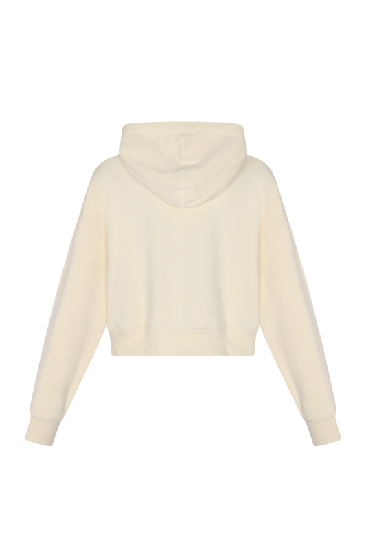 Polera Sally hoodie de algodón color crudo con capucha Clubmatte