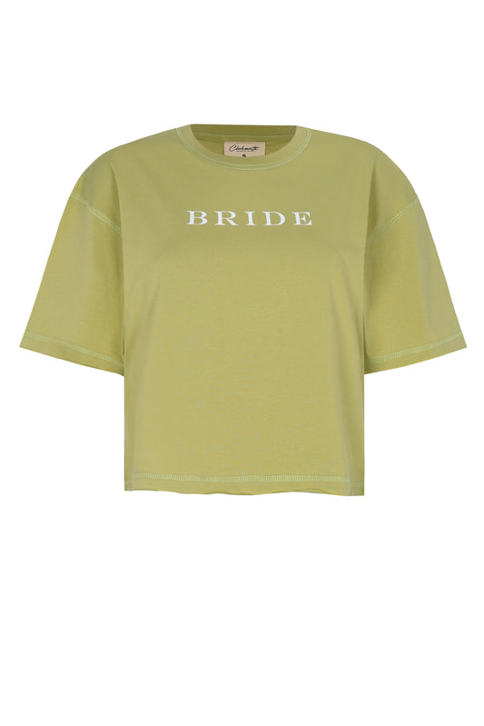 Polo Emma  de algodón verde, detalle en relieve "Bride" Clubmatte