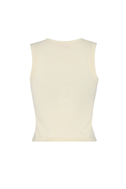 Top Lily  sin mangas de algodón color crudo Clubmatte vista posterior