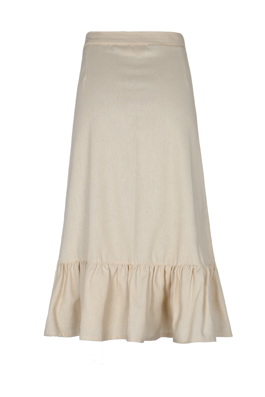 Falda Stella – falda midi de lino beige Clubmatte vista posterior