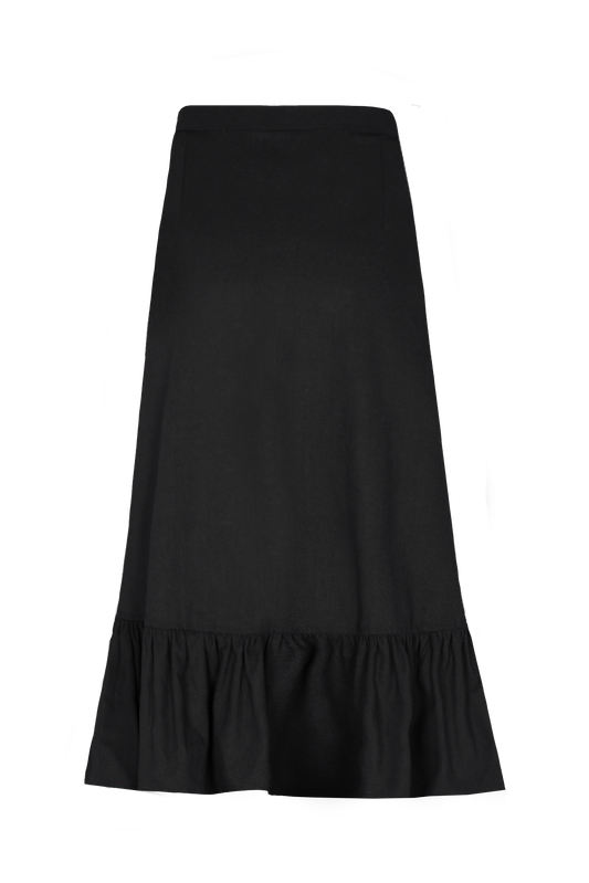 Falda Stella – falda midi de lino negro Clubmatte vista posterior