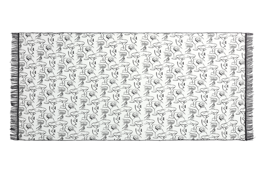 Pareo Sophia – accesorio de lino blanco y negro Clubmatte vista frontal