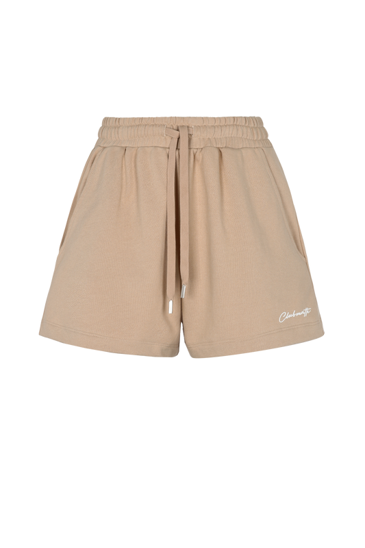 Short Sarah de algodón beige, con bolsillos y cinta para ajuste Clubmatte